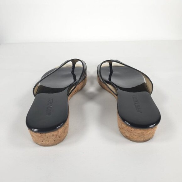 JIMMY CHOO Black Pence PATENT LEATHER Cork Thong MADE IN SPAIN 🇪🇸 Sandal 36 - Picture 8 of 12